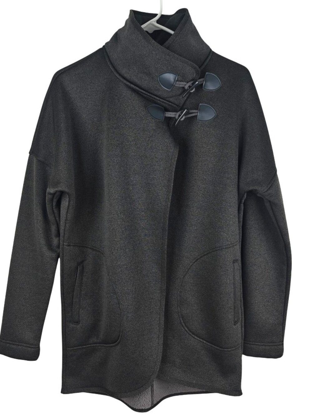 Lole Charcoal Gray Women's Toggle Coat Size Small Fleece-Lined Warm Casual